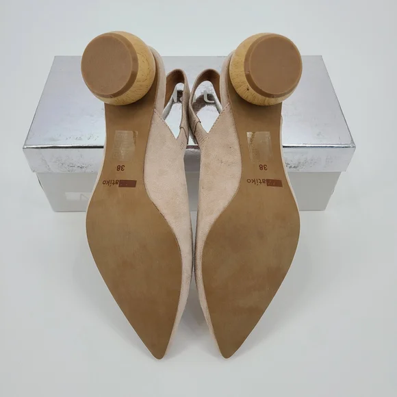 Matiko Cream Leather Slingback Heels - Picture 8 of 10